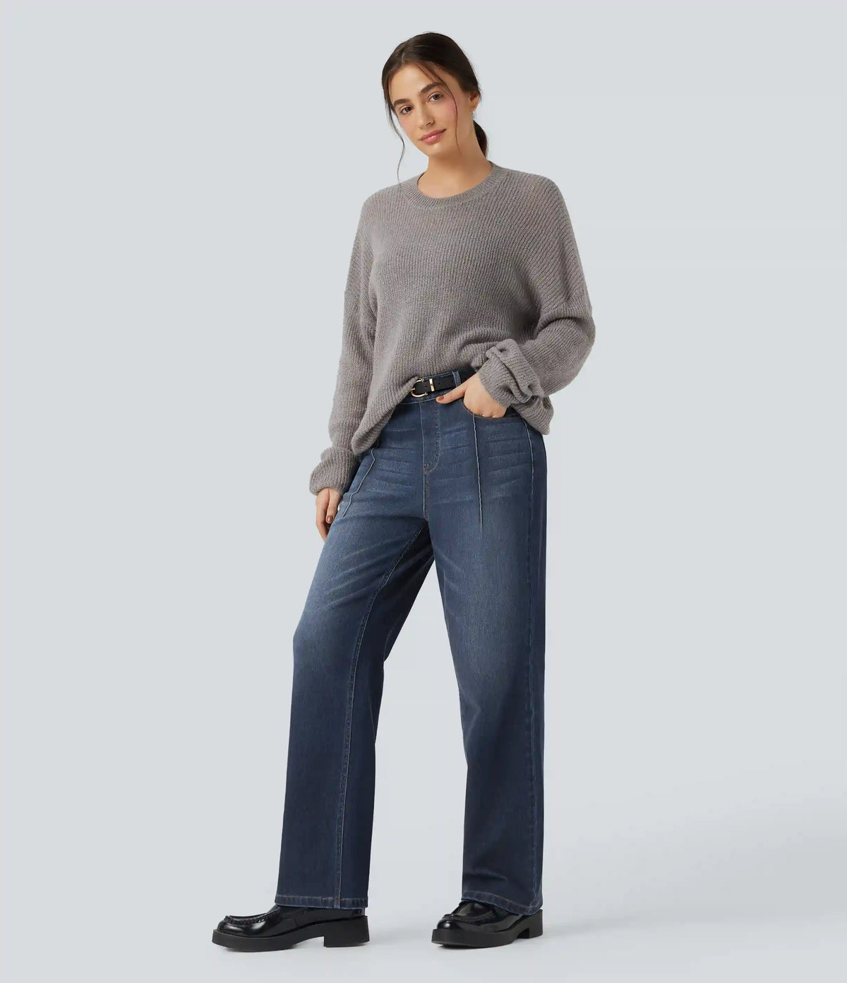 Halara Flex™ High Waisted Straight Leg Casual Jeans with Pockets