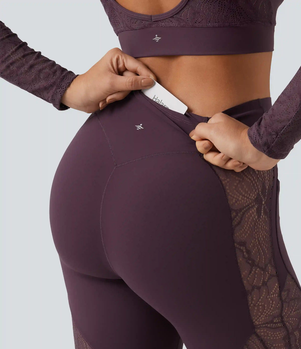 Halara UltraSculpt™ High Waisted Tummy Control Contrast Lace Yoga Flare Leggings with Pockets