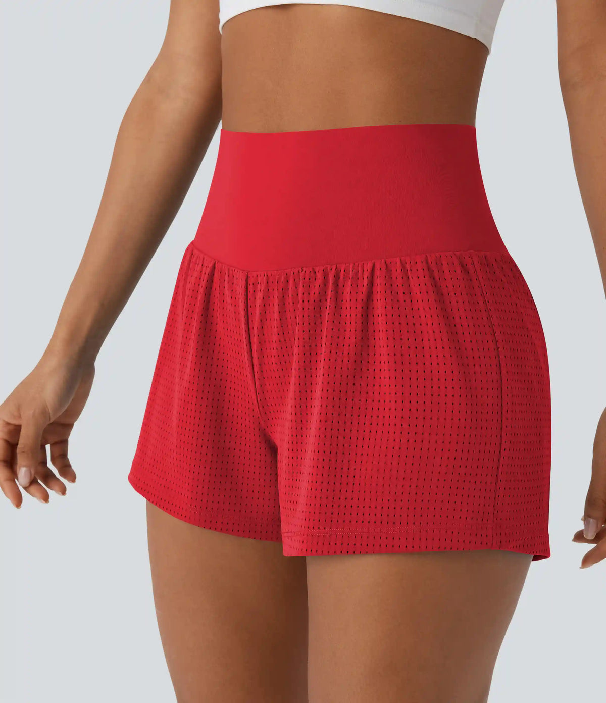 Super High Waisted Tummy Control Perforated 2-in-1 Yoga Shorts