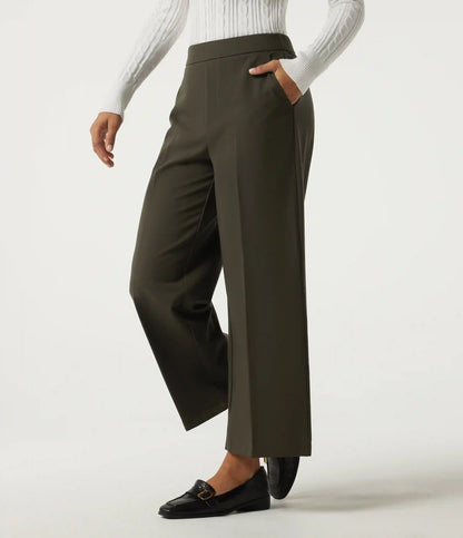 Mid Rise Straight Leg Work Pants with Pockets