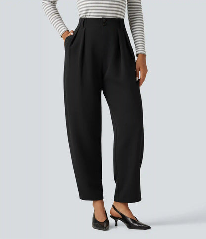 High Waisted Straight Leg Work Pants with Pockets