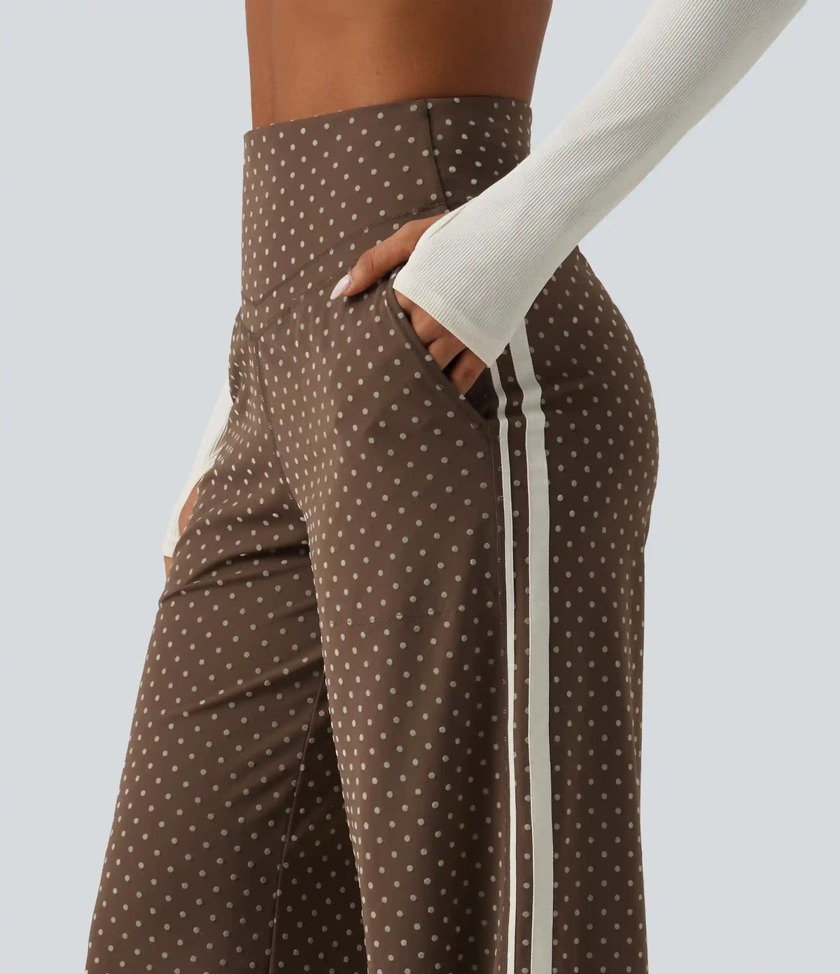 Halara UltraSculpt™ Flocked High Waisted V Shaped Tummy Control Straight Leg Polka Dot Yoga Pants with Pockets