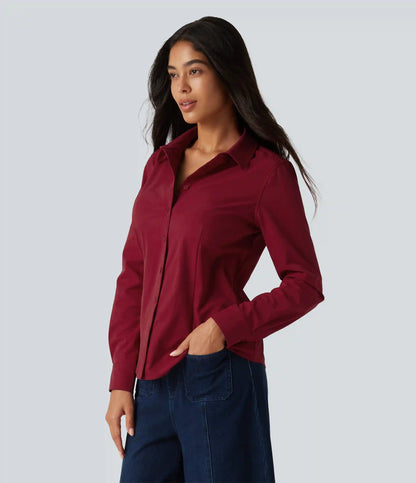 Long Sleeve Curved Hem Work Shirt
