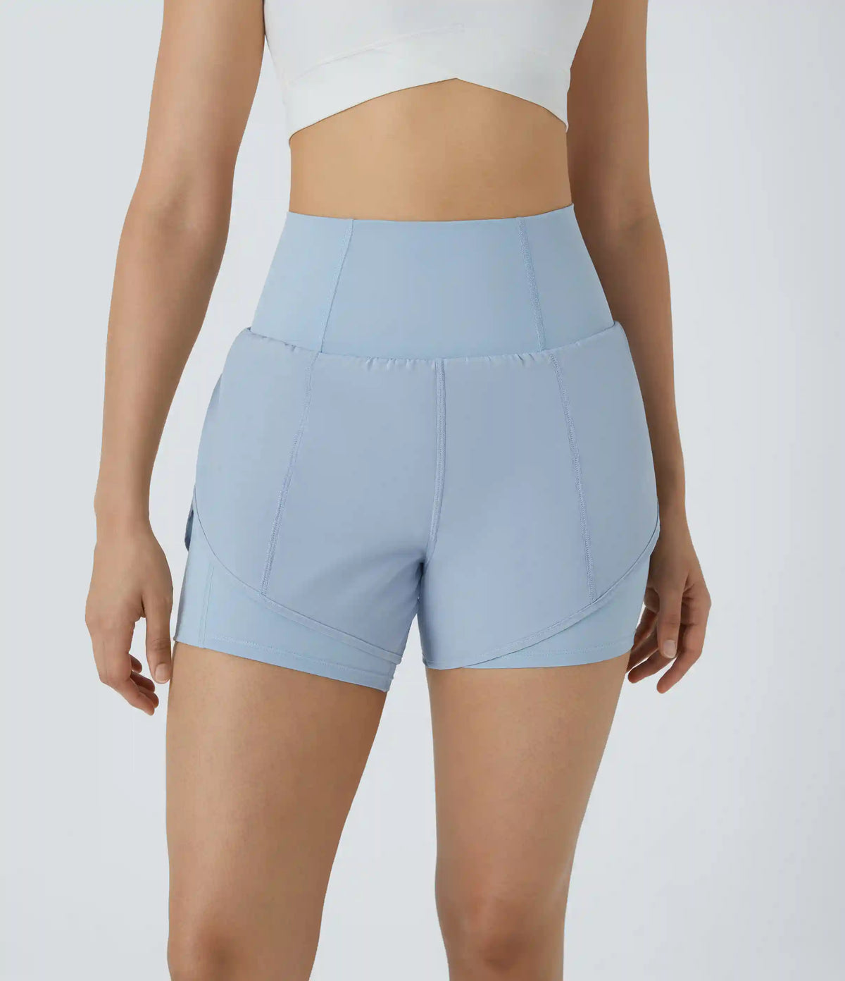 Breezeful™ Super High Waisted Curved Hem 2-in-1 Pocket Quick Dry Yoga Shorts 3.5''