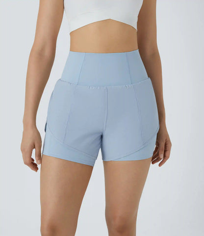 Breezeful™ Super High Waisted Curved Hem 2-in-1 Pocket Quick Dry Yoga Shorts 3.5''