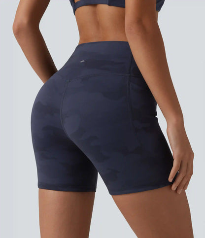 Halara UltraSculpt™ Camo Print High Waisted Tummy Control Training Biker Shorts 5'' with Pockets