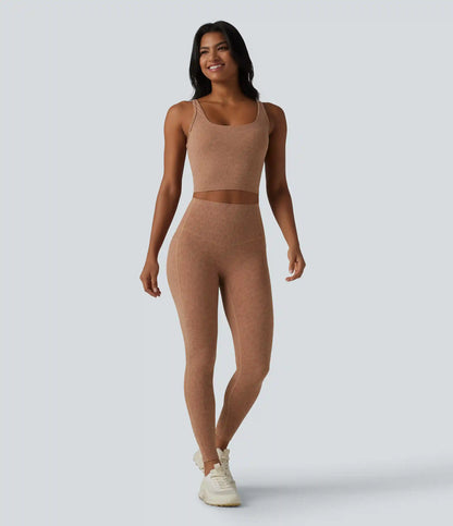 Halara UltraSculpt™ Leopard Print U Neck Built-in Bra Cut Out Cropped Yoga Tank Top