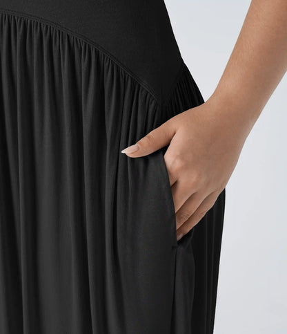 Ribbed Tube Pocket Casual Plus Size Jumpsuit