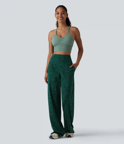 Halara UltraSculpt™ Leopard Print High Waisted Tummy Control Straight Leg Yoga Pants with Pockets