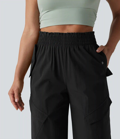 Lettuce Trim High Waisted Workout Cargo Pants with Pockets