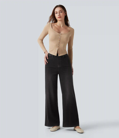 Halara Flex™ High Waisted Tummy Control Wide Leg Casual Jeans with Pockets