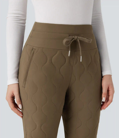 PuffFlex High Waisted Drawstring Casual Quilted Joggers with Pockets