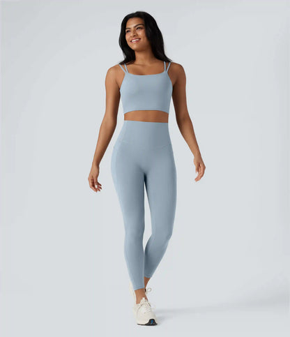 Halara UltraSculpt™ Double Straps Twisted Backless Cropped Yoga Tank Top