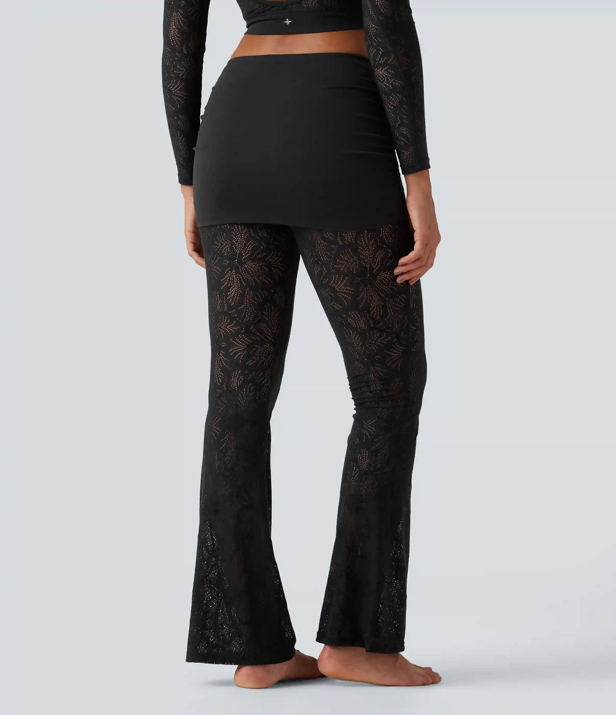 SoftlyZero™ High Stretch Lace Bootcut Casual Skirted Leggings with Pockets
