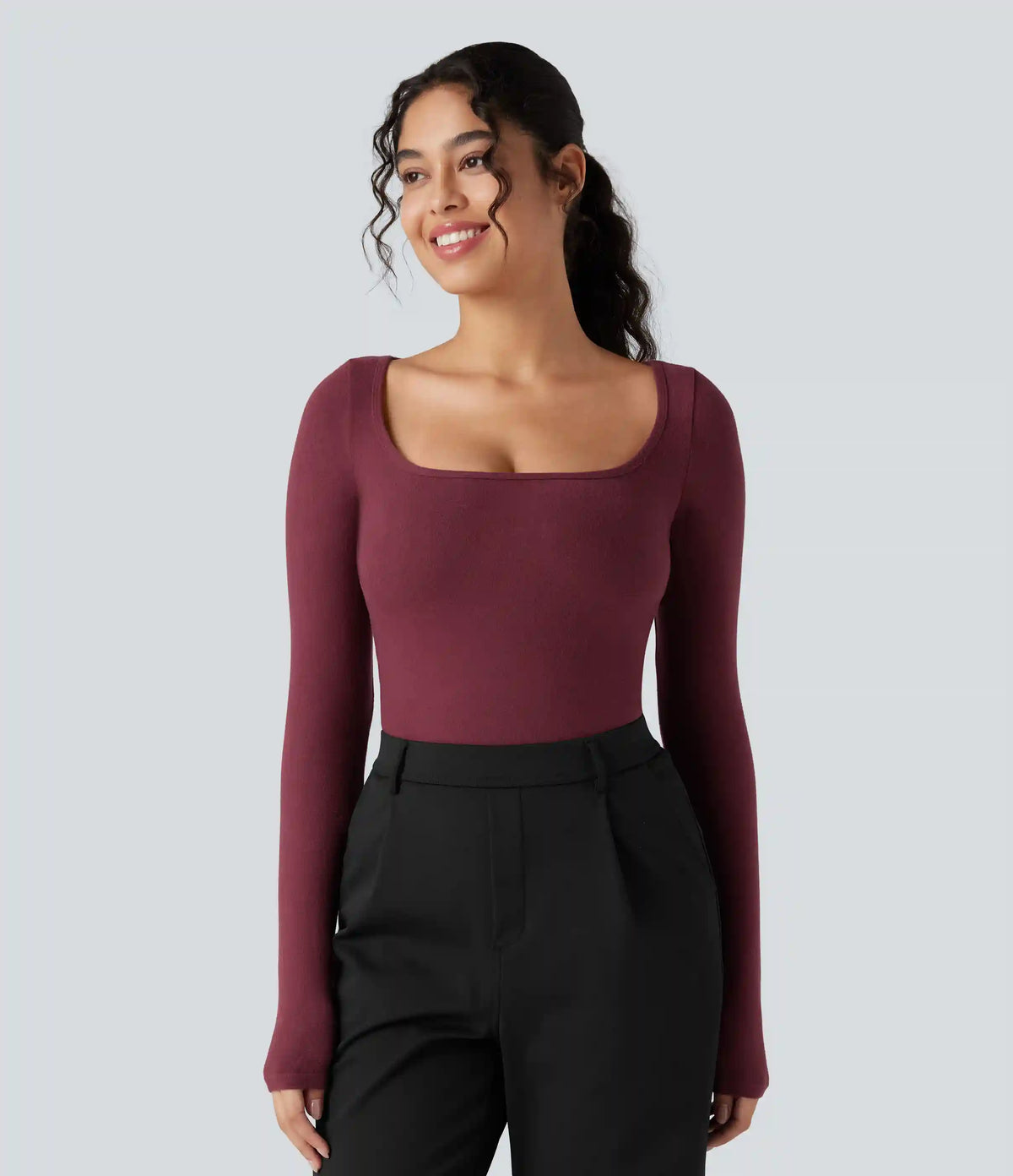 Halara HeatCore Scoop Neck Long Sleeve Work Warming T-Shirt