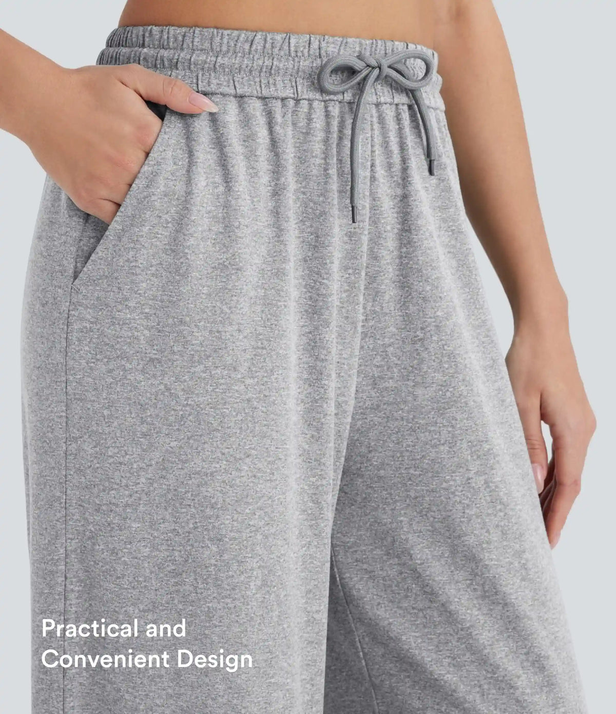 High Waisted Drawstring Pocket Wide Leg Baggy Casual Pants