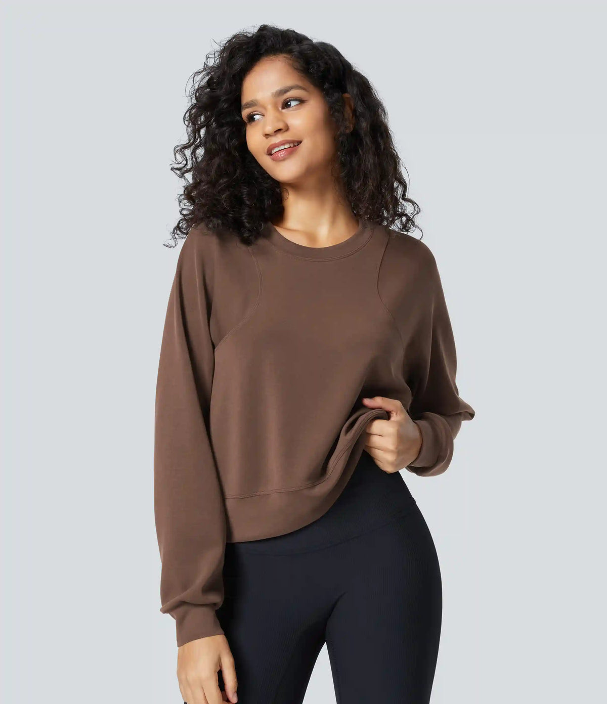 SpacerTek™ Round Neck Raglan Sleeve Solid Casual Sweatshirt