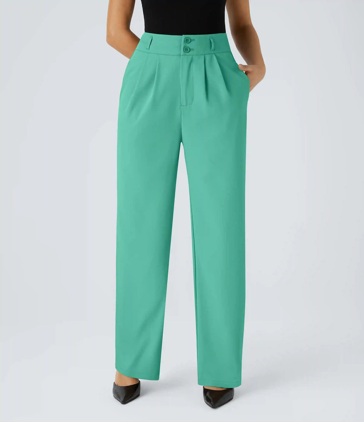 Halara Flex™ High Waisted Zipper Pocket Shirred Straight Leg Work Pants