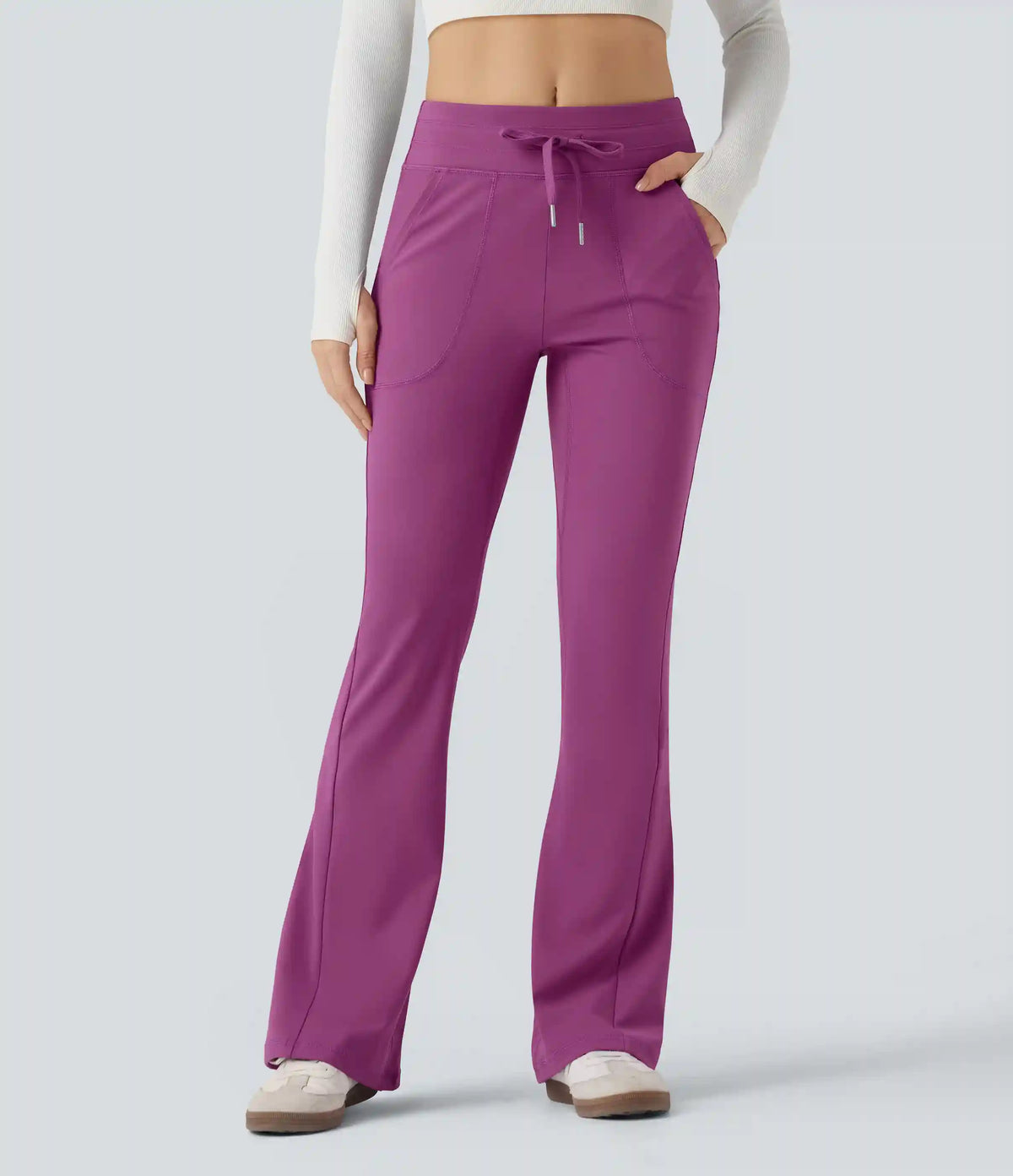 DayStretch Mid Rise Drawstring Slim Casual Flare Pants with Pockets