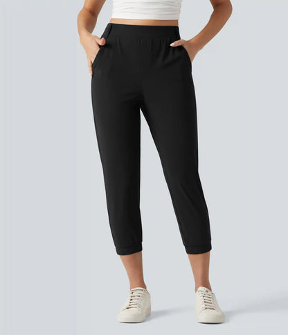 High Waisted Quick Dry Golf Cropped Joggers with Pockets