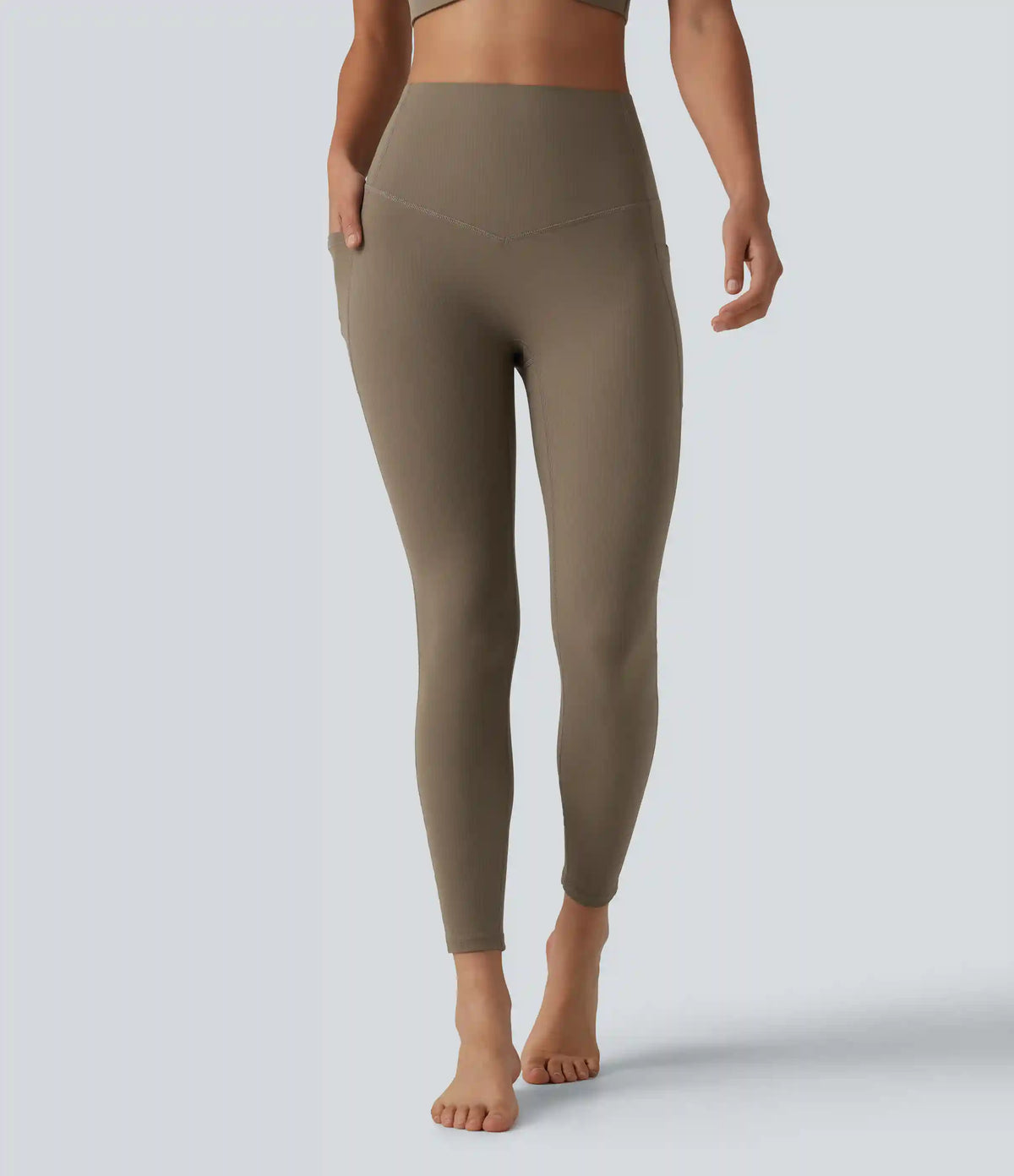 Halara UltraSculpt™ Ribbed High Waisted Tummy Control Yoga Leggings with Pockets