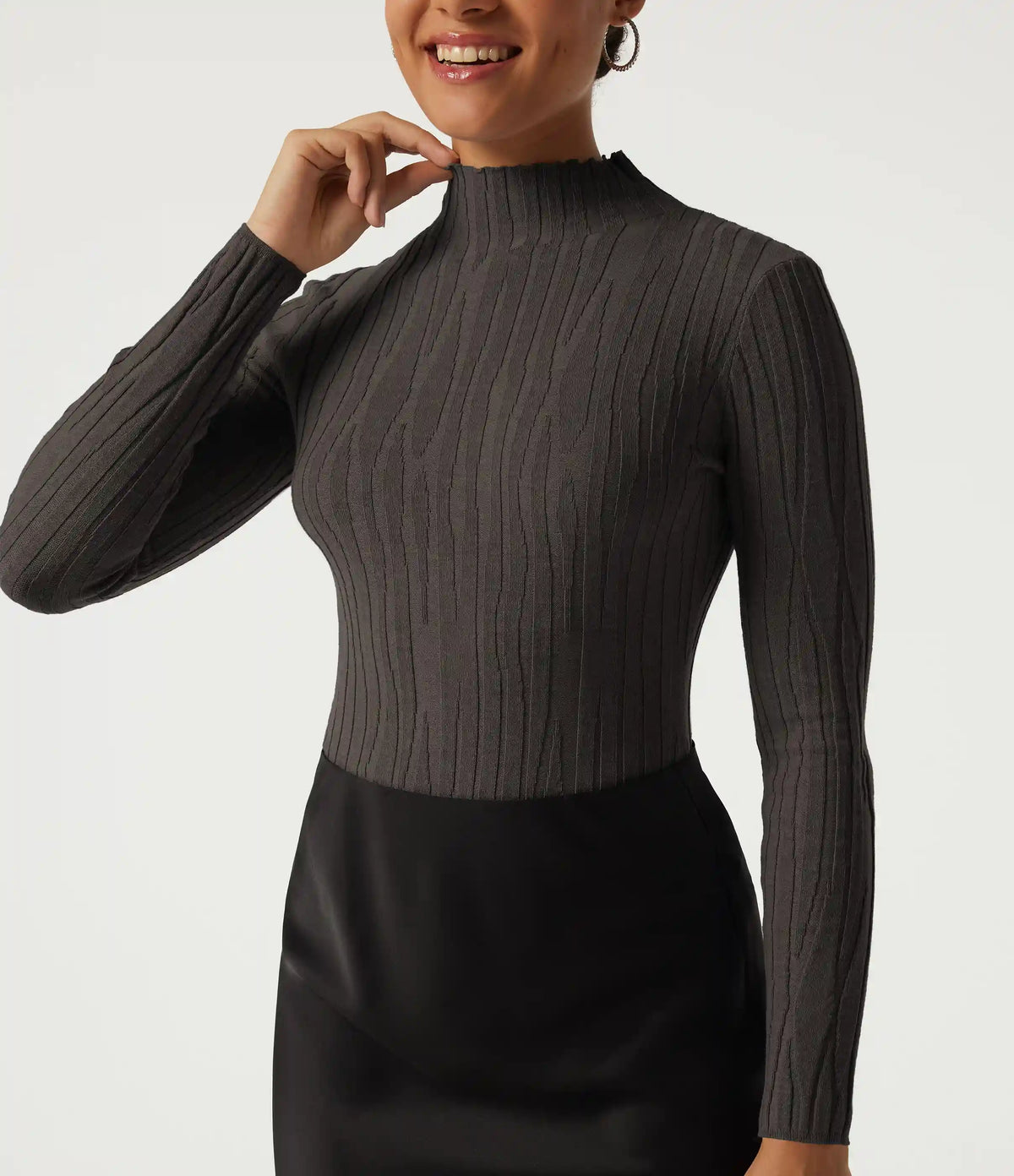 Mock Neck Long Sleeve Work Sweater