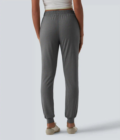 Mid Rise Drawstring Tapered Casual Joggers with Pockets