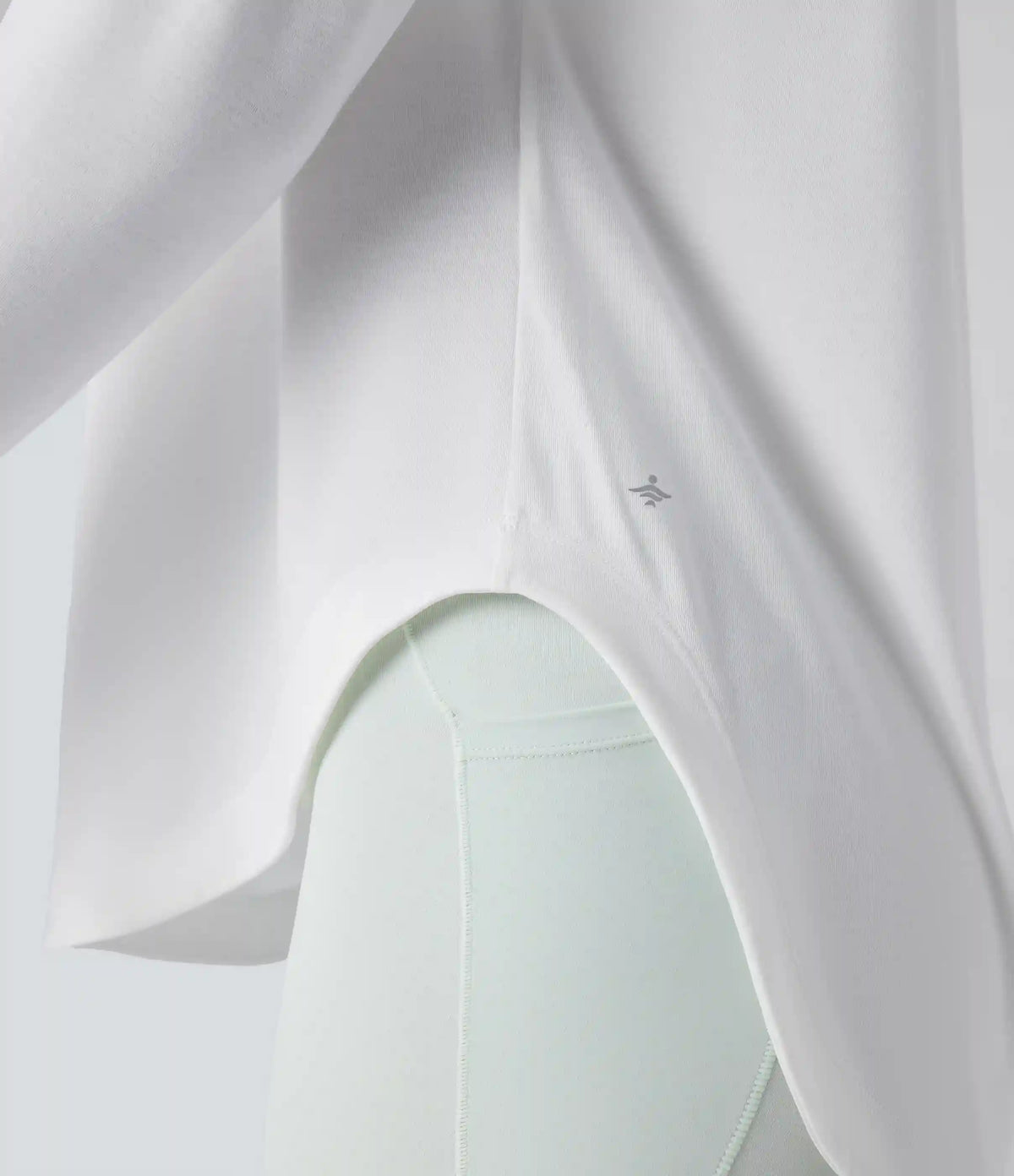 One Shoulder Long Sleeve Thumb Hole Curved Hem High Low Quick Dry Yoga Sports Top-Built-in Bra