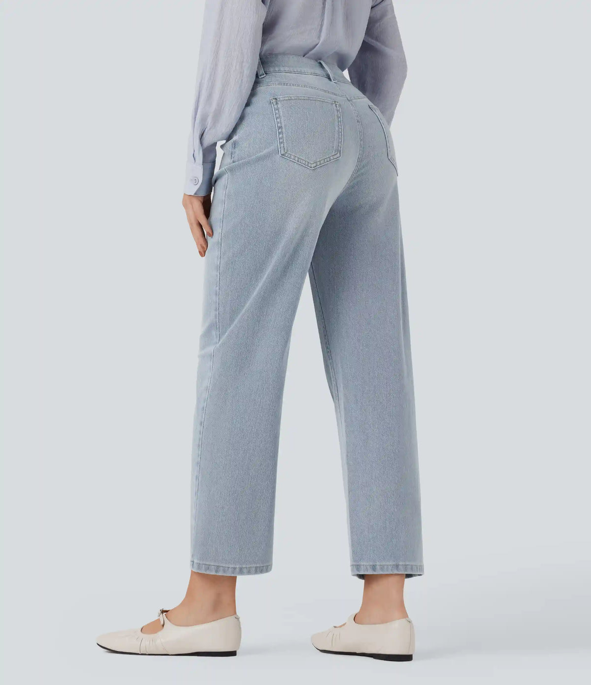Halara Flex™ High Waisted Straight Leg Washed Casual Jeans with Pockets