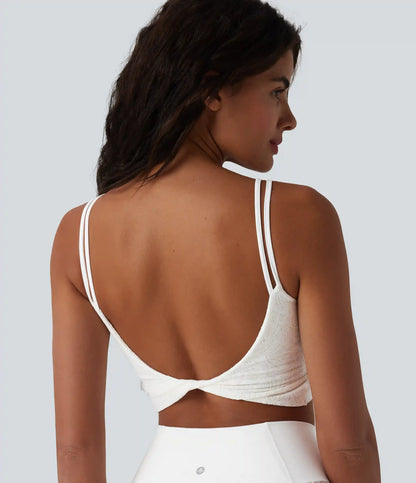 SoftlyZero™ U Neck Lace Cropped Yoga Tank Top