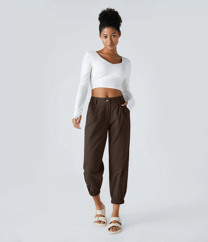 Mid Rise Casual Joggers with Pockets