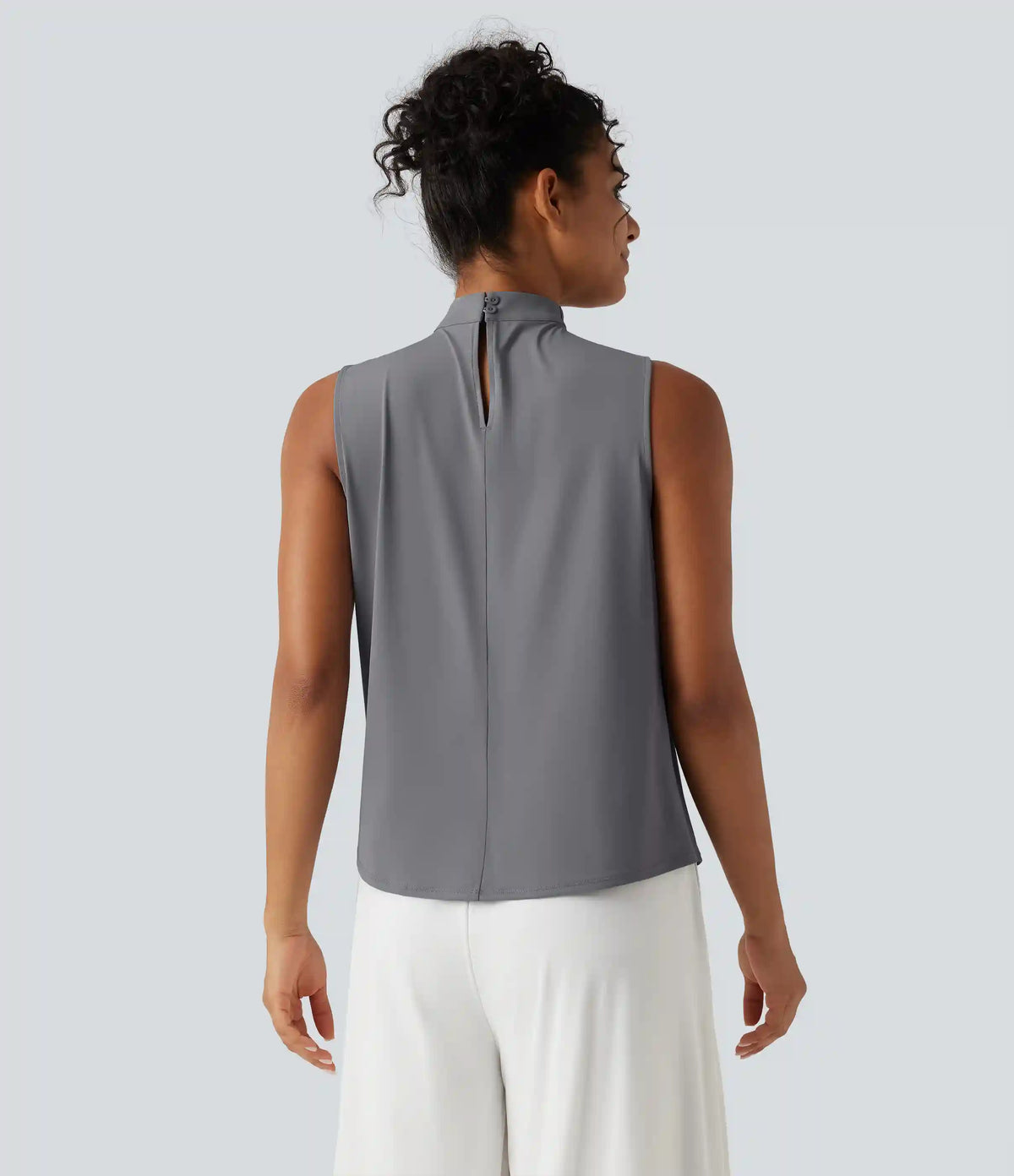 Mock Neck Keyhole Back Sleeveless InstantCool Work Top-UPF50+