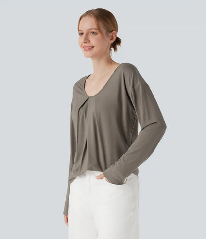 Round Neck Raglan Long Sleeve Casual Top