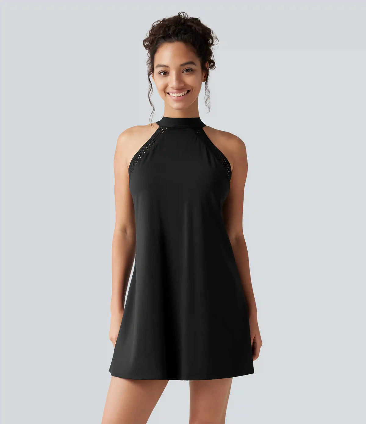 SoftlyZero™ Airy Tie Back Built-in Bra 2-in-1 InstantCool Mini Yoga Active Dress with Pocket-Longer Length