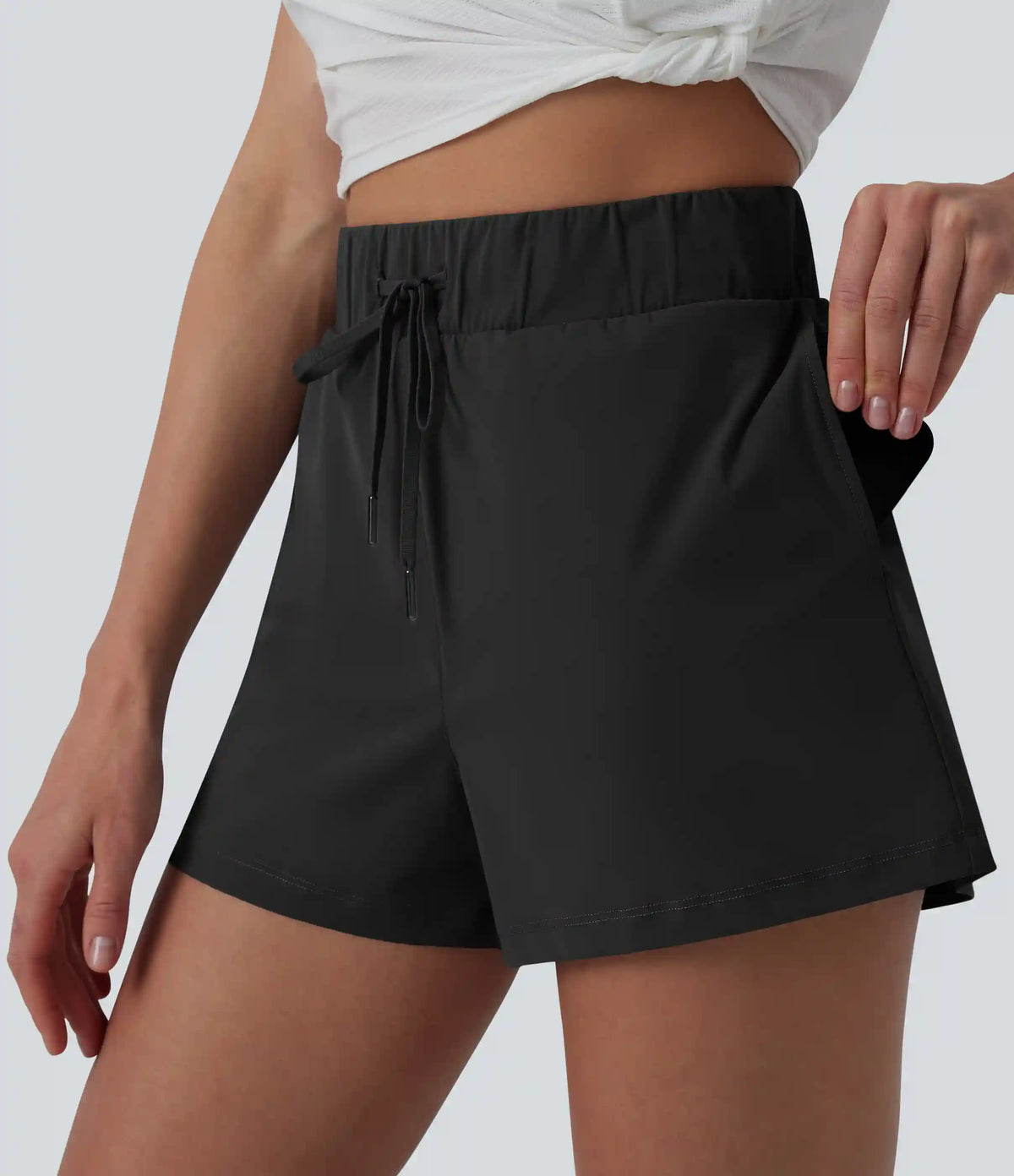 High Waisted Drawstring Quick Dry InstantCool Running Shorts 2.5'' with Pockets-UPF40+