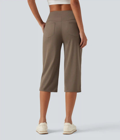 Mid Rise Quick Dry Capri Golf Pants with Pockets-UPF40+