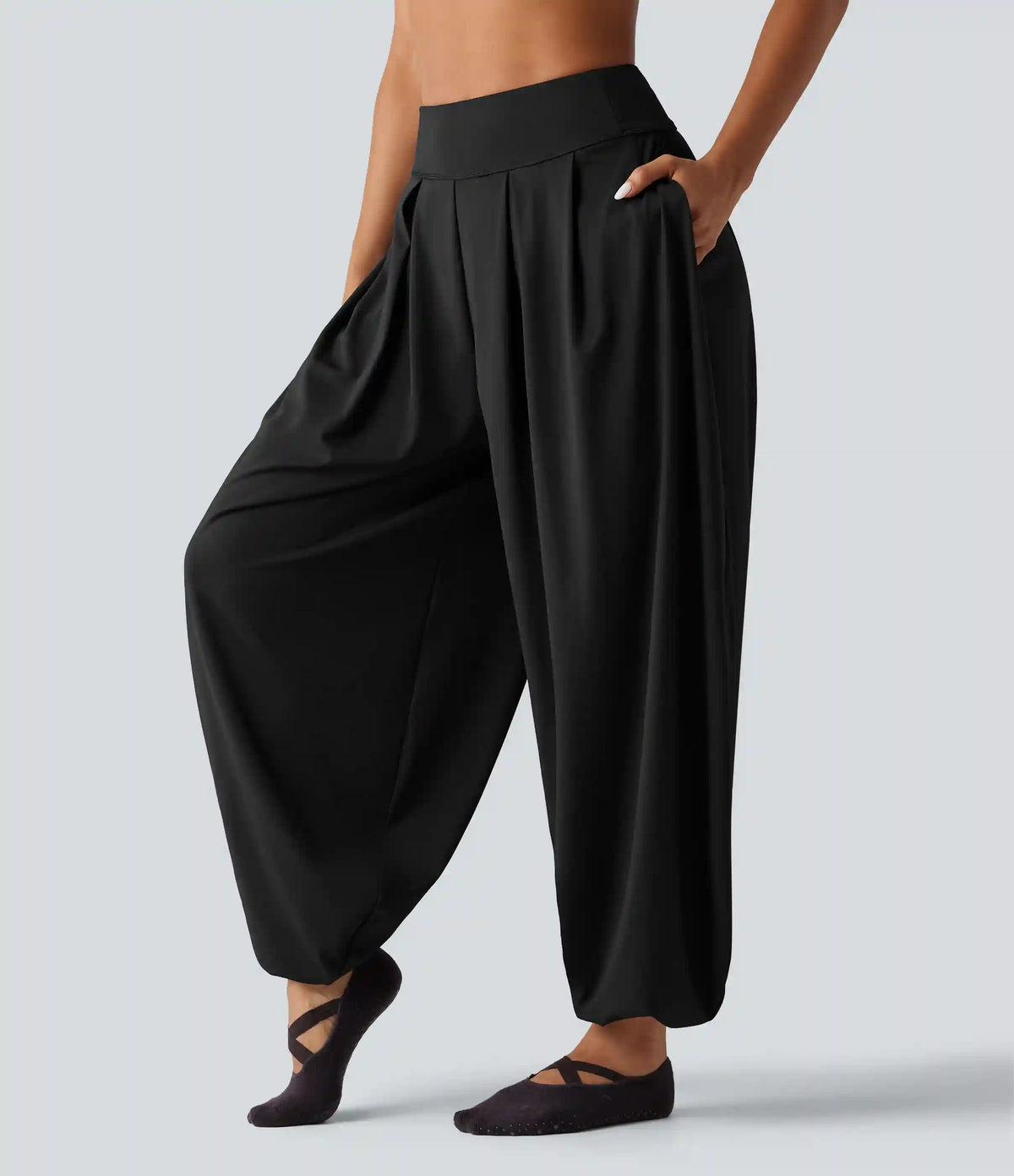 Mid Rise Bubble Yoga Joggers with Pockets