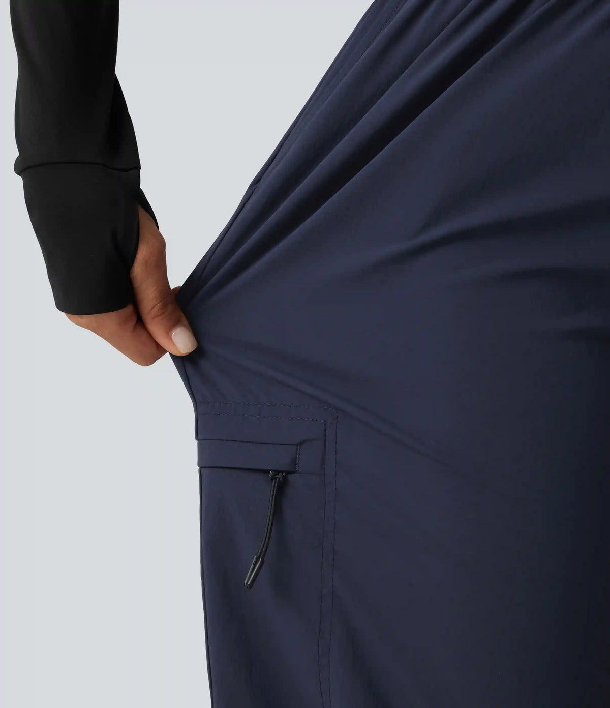 Mid Rise Drawstring Ruched Wide Leg Hiking Pants with Pockets