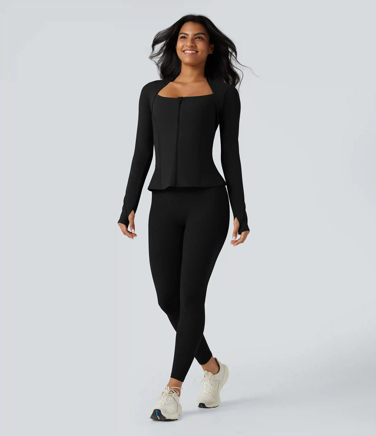 Halara UltraSculpt™ Push-Up Long Sleeve Thumb Hole Zipper Ruffle Hem Yoga Curvy Jacket
