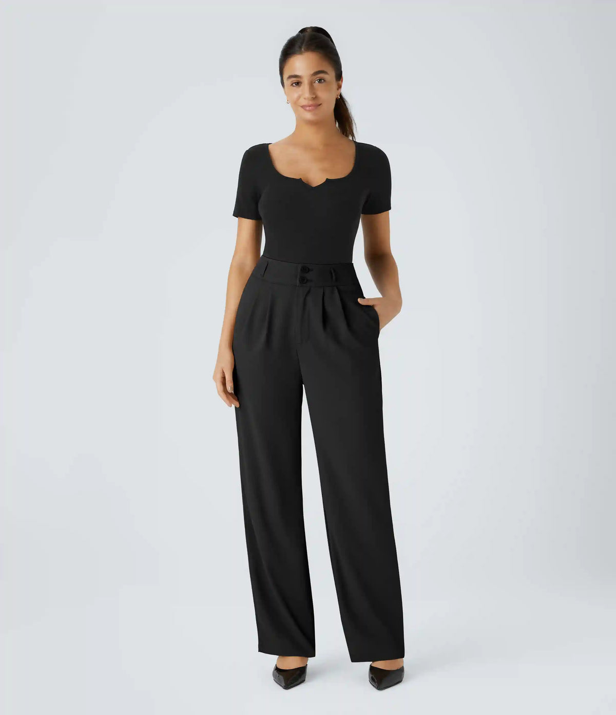 Halara Flex™ High Waisted Zipper Pocket Shirred Straight Leg Work Pants