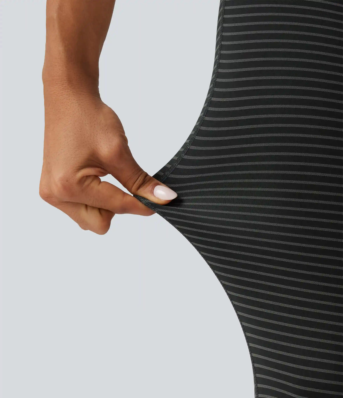 High Waisted Butt Lifting Drawstring Stripe Yoga Leggings with Pockets