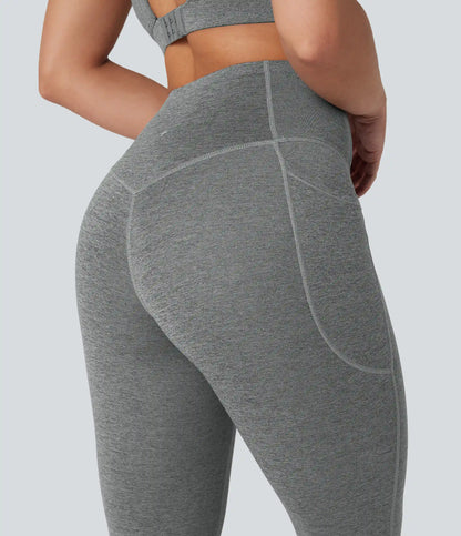 Halara UltraSculpt™ Heathered High Waisted Tummy Control Quick Dry Bootcut Yoga Leggings with Pockets