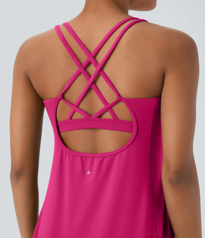 SoftlyZero™ Plush Cut Out Pocket 2-Piece Mini Yoga Active Dress