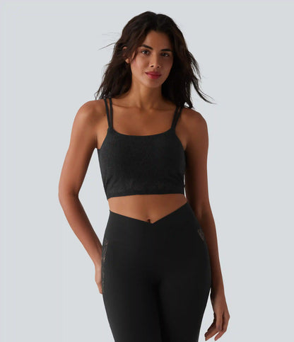 SoftlyZero™ U Neck Lace Cropped Yoga Tank Top