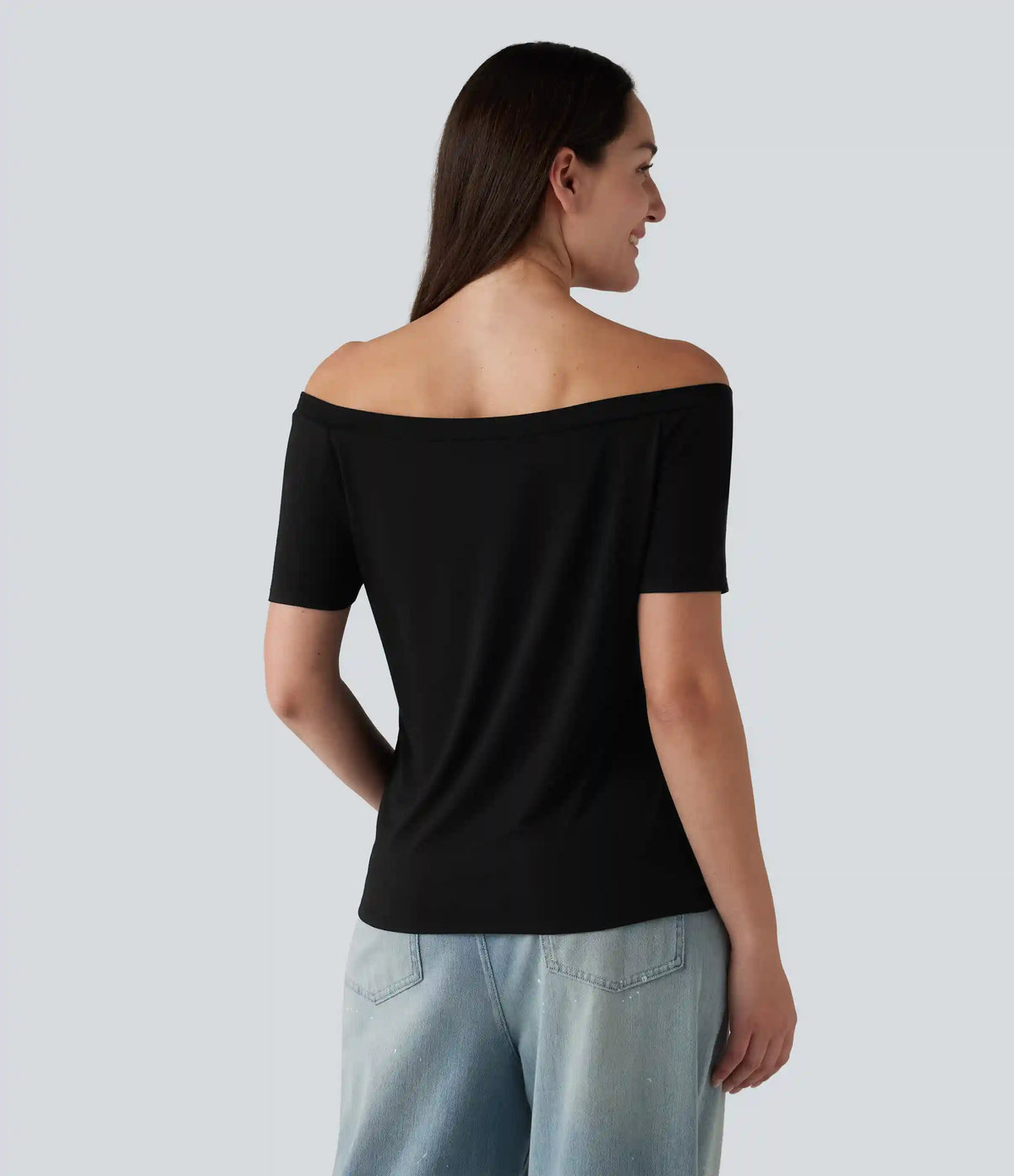 Off-Shoulder Short Sleeve Casual T-Shirt