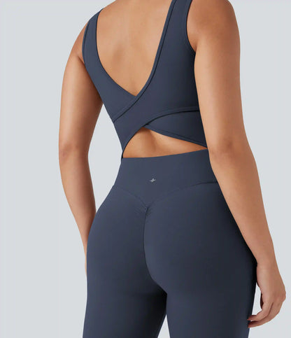 Halara UltraSculpt™ V Neck Tummy Control Butt Lifting Workout Jumpsuit with Pockets