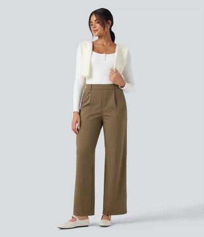 Halara Flex™ High Waisted Straight Leg InstantCool Stripe Work Pants with Pockets