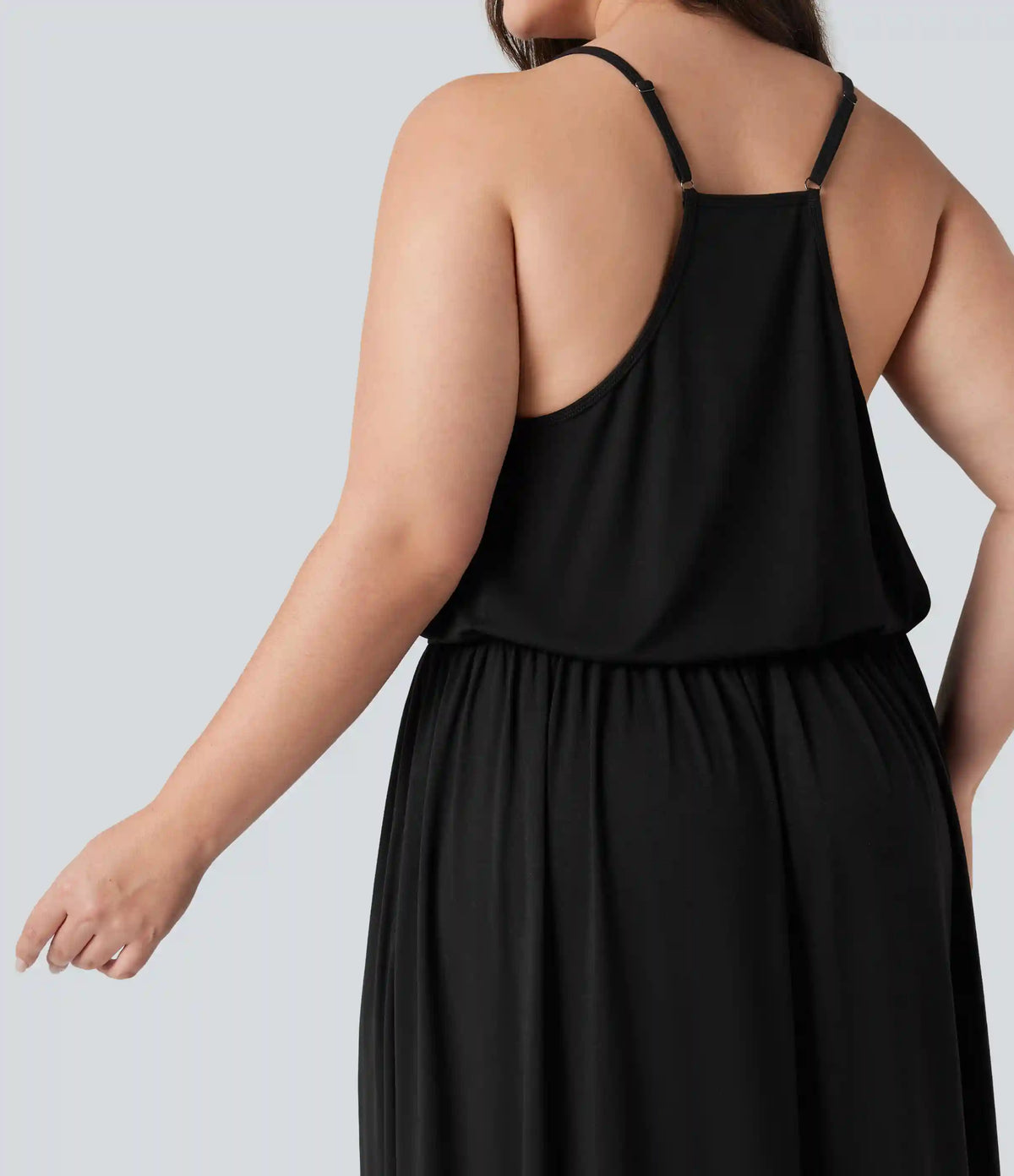 Plus Size Maxi Flowy Slip Dress with Pockets
