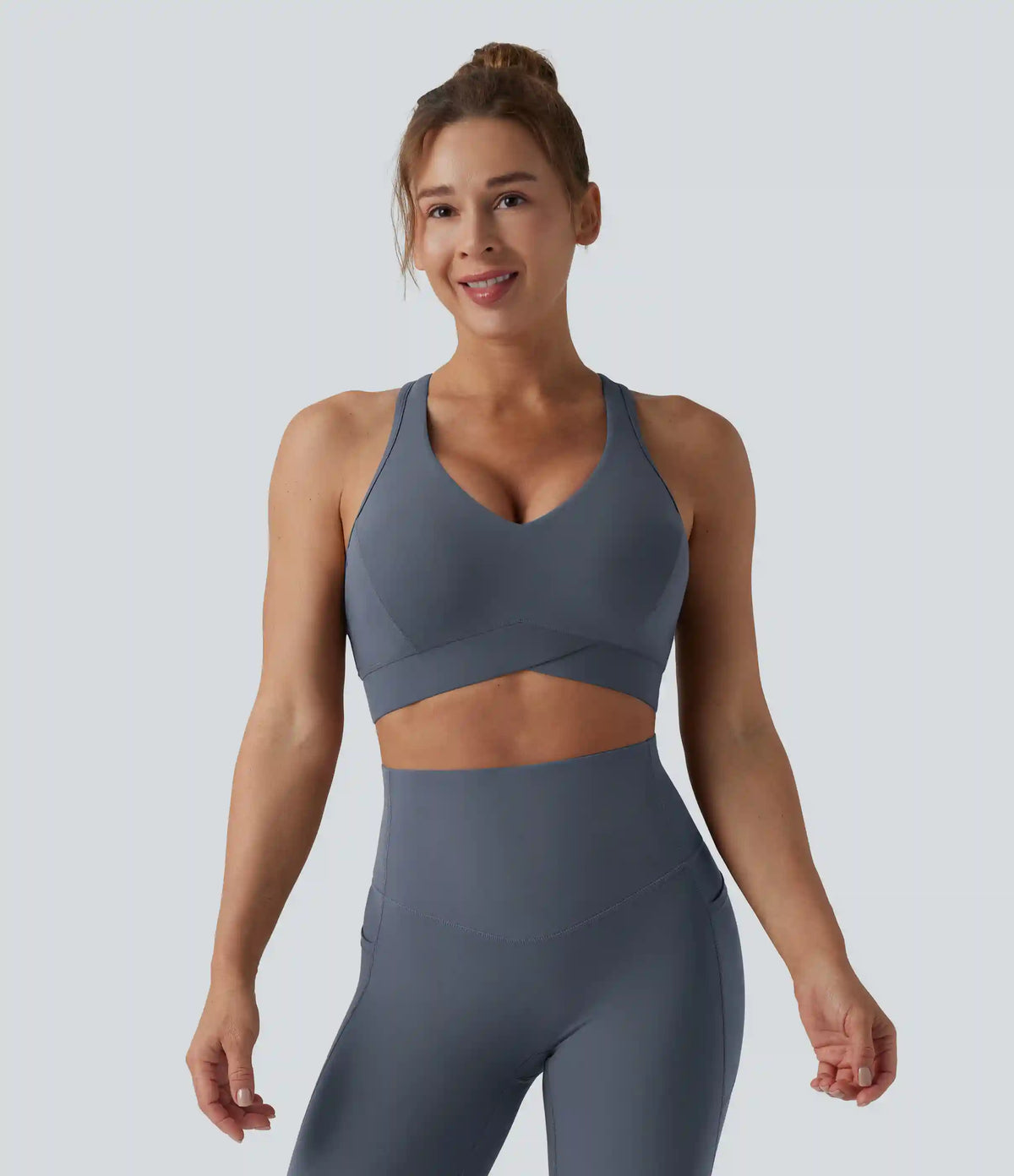 Halara UltraSculpt™ Light Support V Neck Racerback Running Sports Bra DD-F Cups