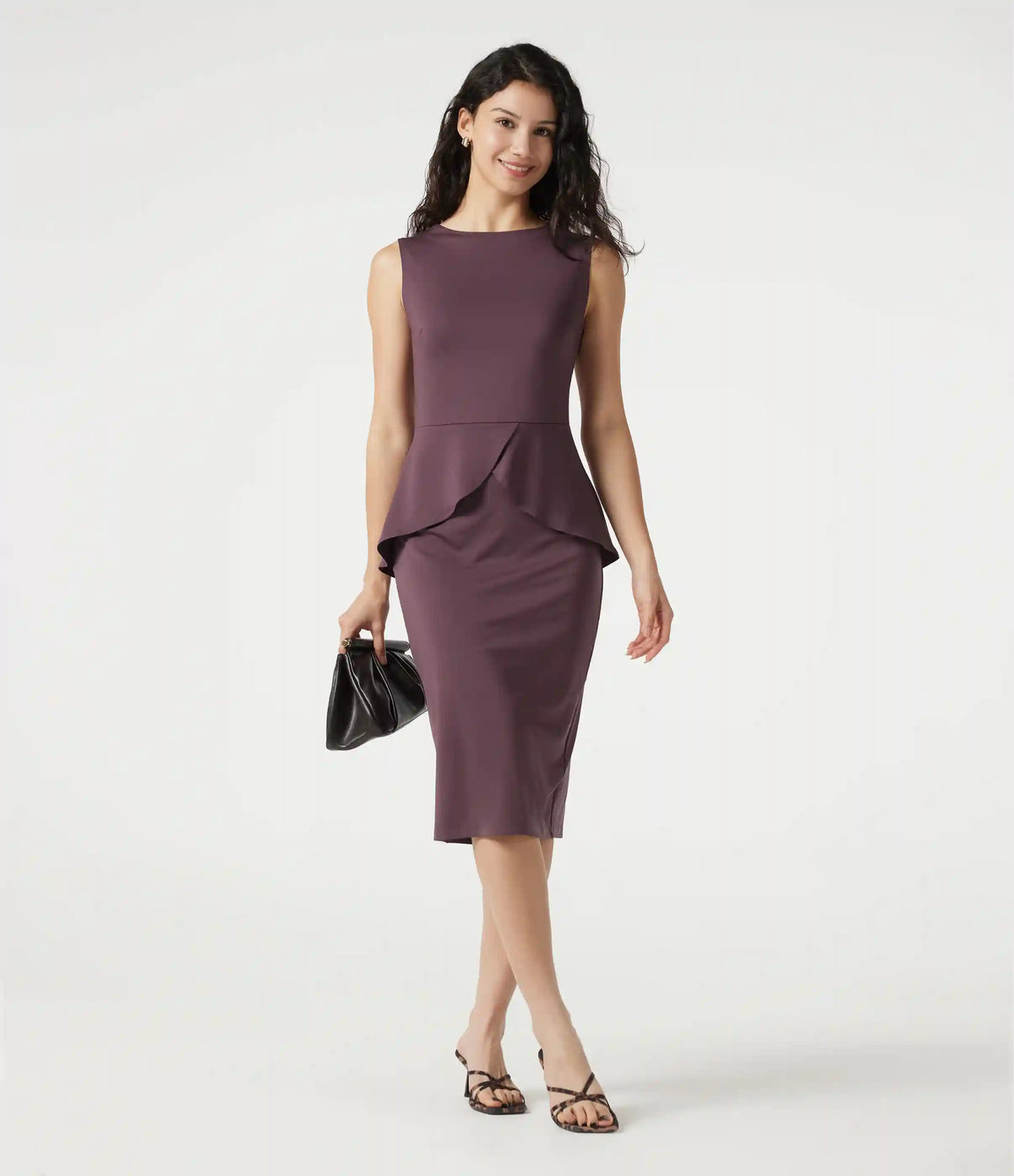 Round Neck Sleeveless Midi Work Dress